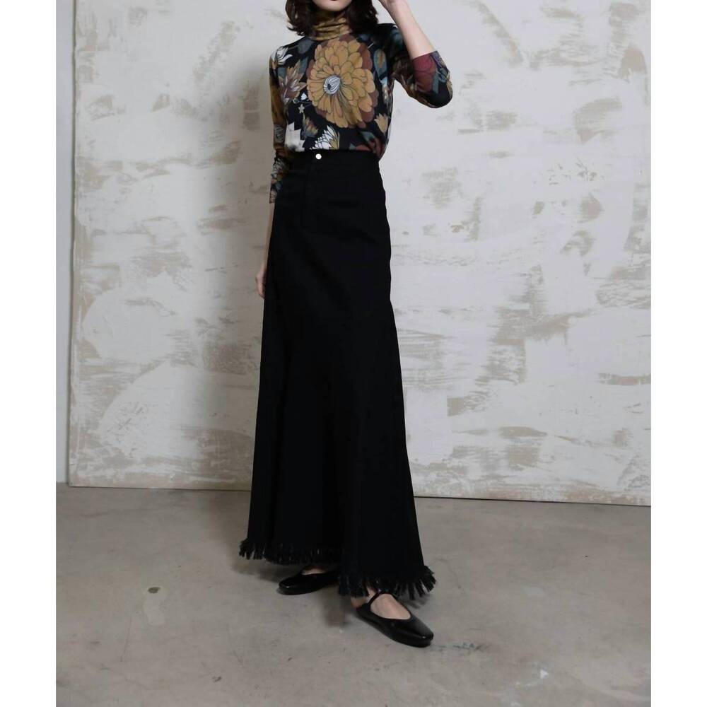 NEW BYRD delle denim maxi skirt in black